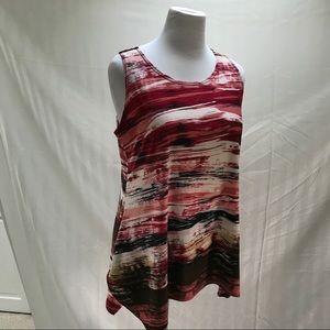 Sleeveless tunic in red, white and black Size M